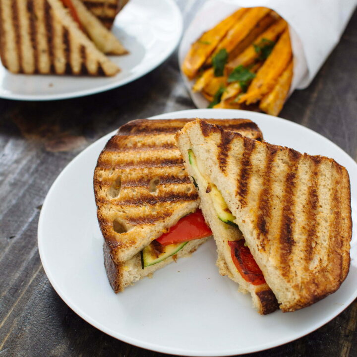 Grilled Veggie Panini with Basil and Provolone
