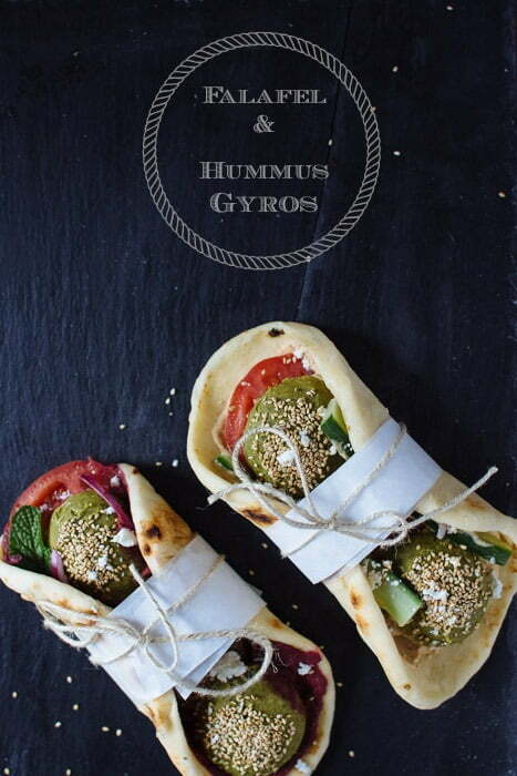 Healthy Falafel Gyros with Hummus & Tzatziki
