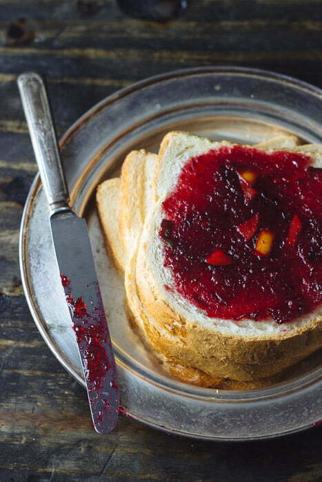Cranberry & Persimmon Preserves on Bread