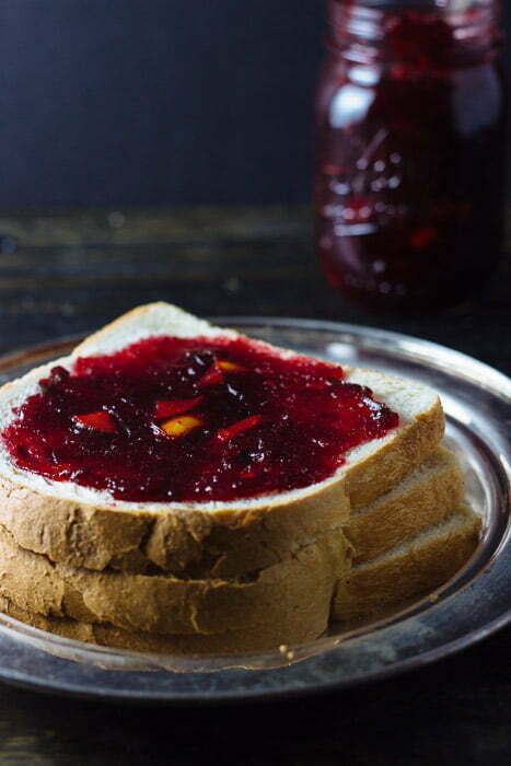 Cranberry Persimmon Preserves on Bread