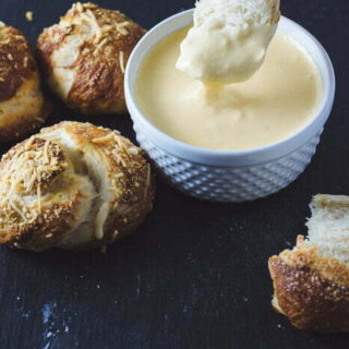 Garlic Pretzel Knots with Dipping Cheese