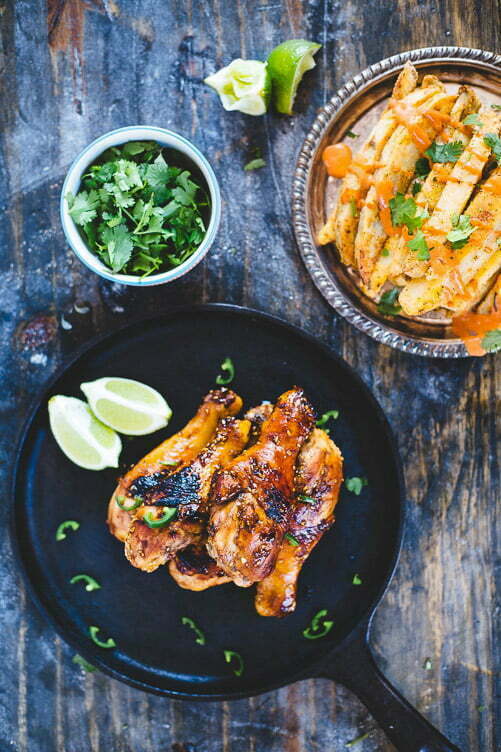 Sweet and Spicy Drumsticks (with baked Spicy Fries!)