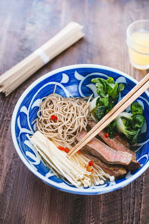 Soba Noodle Broth Bowl With Seared Beef