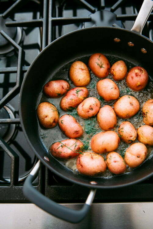 Potato Salad - Potatoes in a skillet
