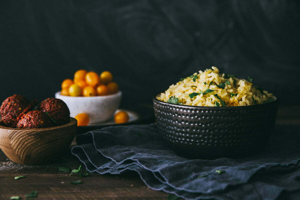 Lentil, Cauliflower & Harissa Bowl With Cilantro Basmati Rice