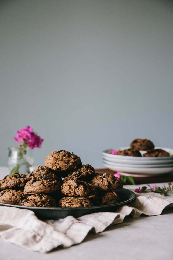 Double Dark Chocolate Chunk Cookies With Sea Salt