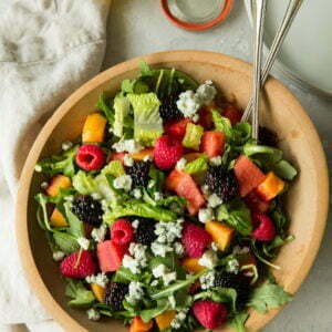 Summer Salad with Watermelon, Raspberries, Nectarines, and Bleu Cheese